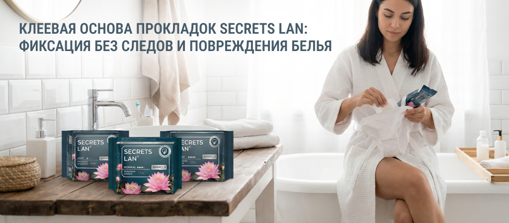 Как прокладки Secrets Lan фиксируются и не портят белье Клей от прокладок не оставляет липких следов Как выбрать прокладки ежедневные дневные ночные